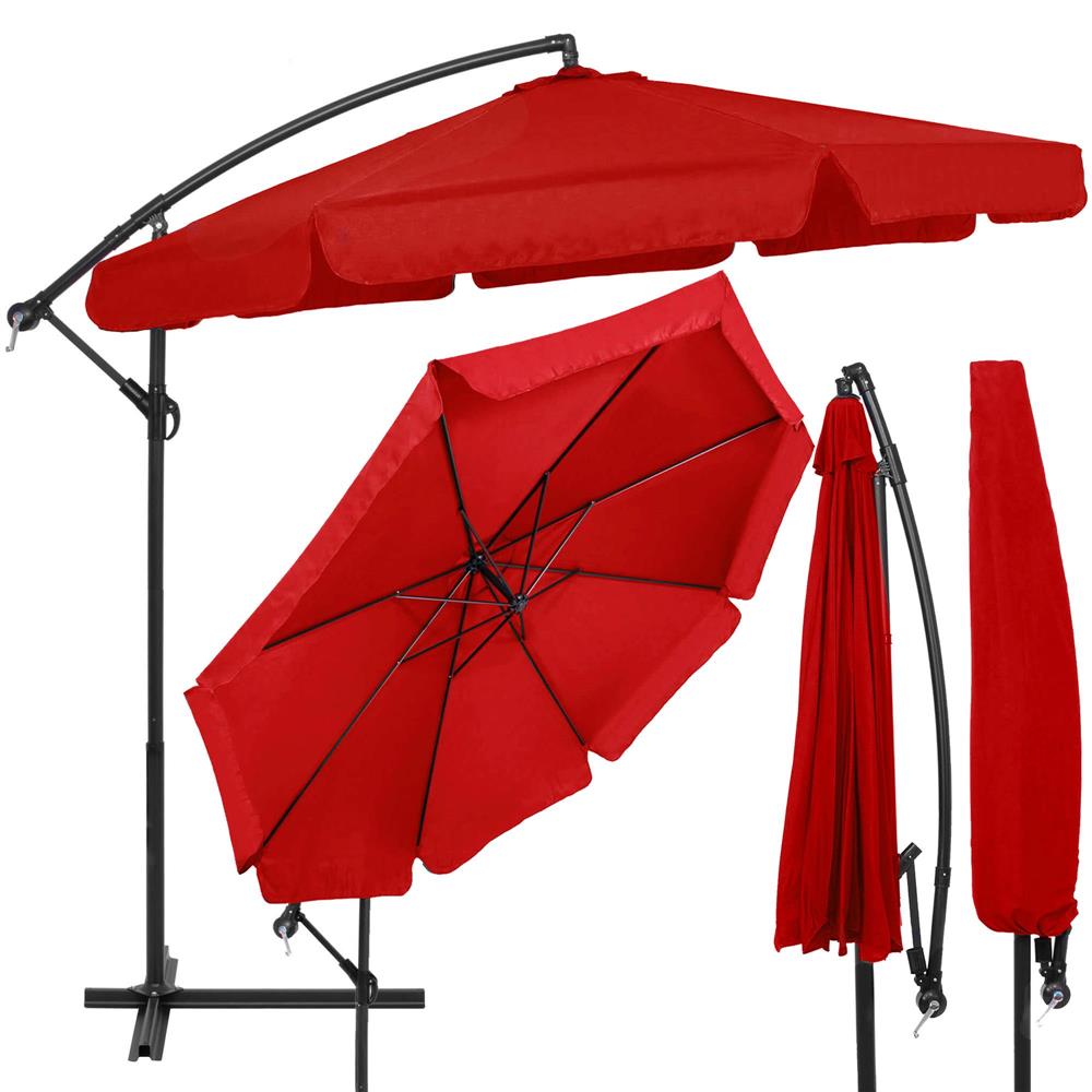 Umbrela de gradina cu brat lateral banana, cu husa, 300cm, rosu Household NewTrend