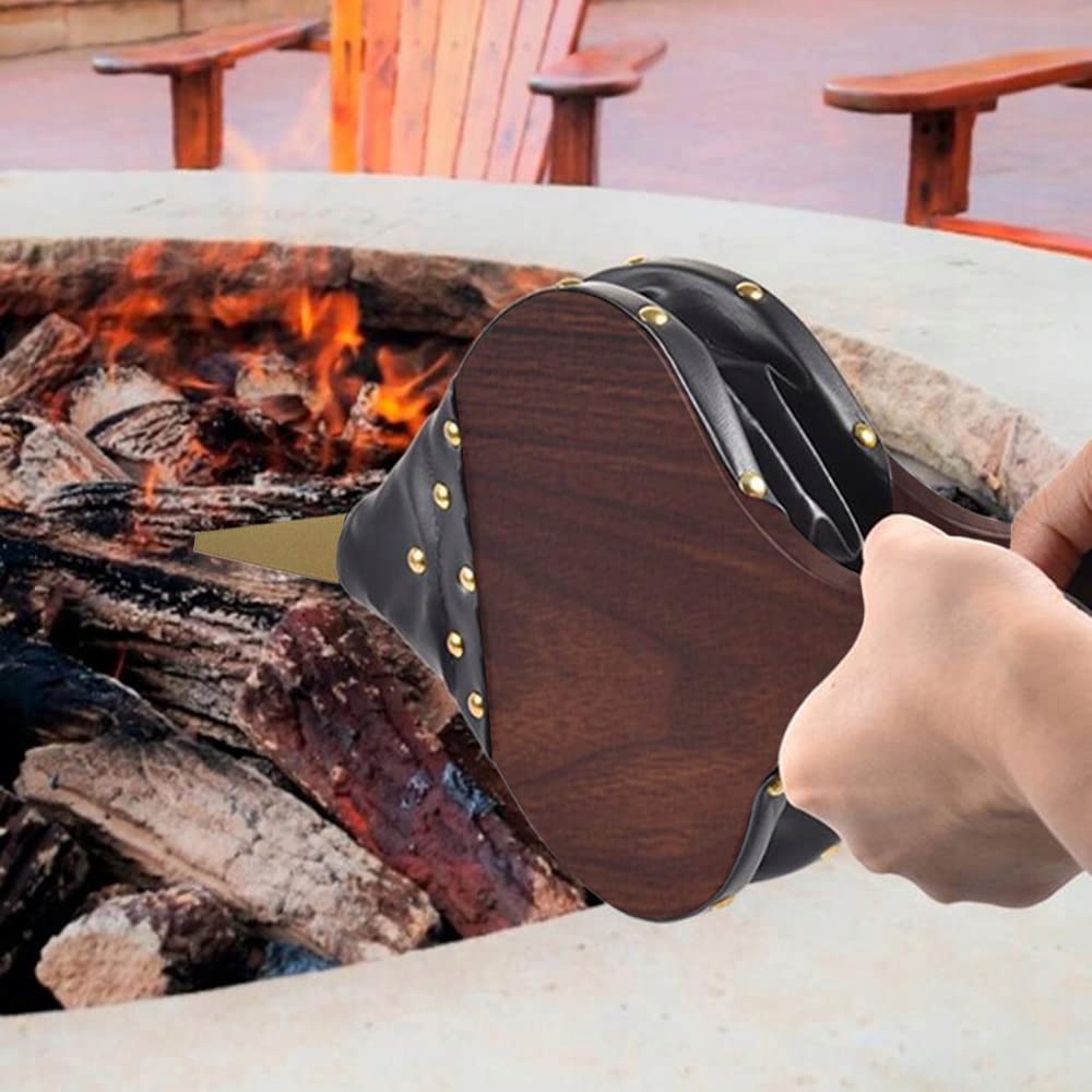 Burduf, suflanta de aer manuala, din lemn, pentru semineu sau gratar, 39x17cm Household NewTrend