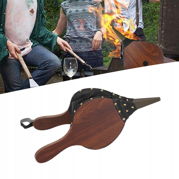 Burduf, suflanta de aer manuala, din lemn, pentru semineu sau gratar, 39x17cm Household NewTrend