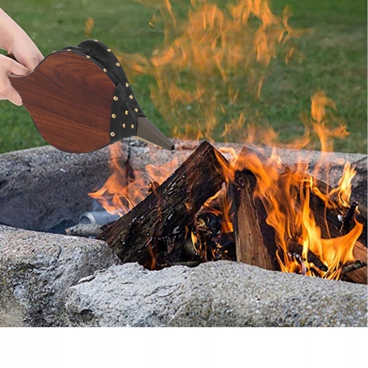 Burduf, suflanta de aer manuala, din lemn, pentru semineu sau gratar, 39x17cm Household NewTrend