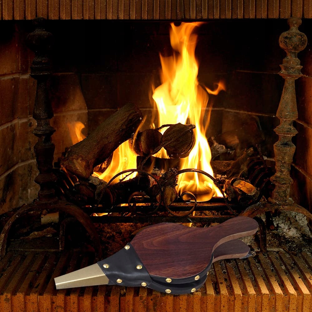 Burduf, suflanta de aer manuala, din lemn, pentru semineu sau gratar, 39x17cm Household NewTrend