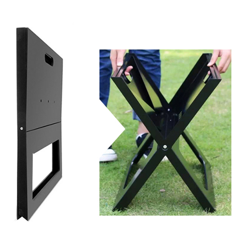 Gratar metalic pe carbune, pliabil, din otel cu tava cromata, 46x31x29cm, negru Household NewTrend