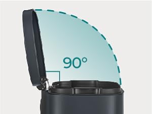 SONGMICS Cos de gunoi din otel cu pedala, galeata interioara plastic, capac inchidere lenta, 30L, 35x30x63cm, gri inchis Household NewTrend