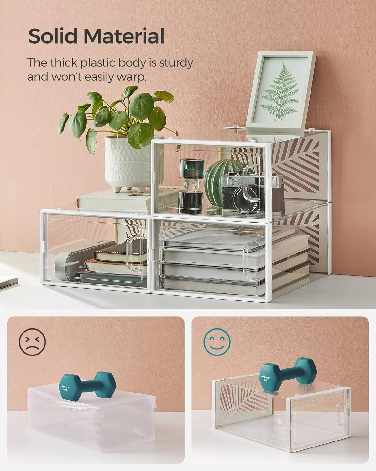 SONGMICS Cutii de pantofi, set de 18 organizatoare stivuibile, structura rezistenta ABS, 34x23x14cm, transparent Household NewTrend