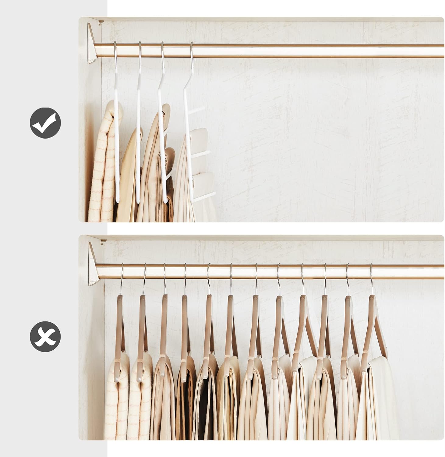 SONGMICS Set de 4 umerase pentru pantaloni, anti-alunecare, capacitate 5 perechi per umeras, 32cm, alb Household NewTrend