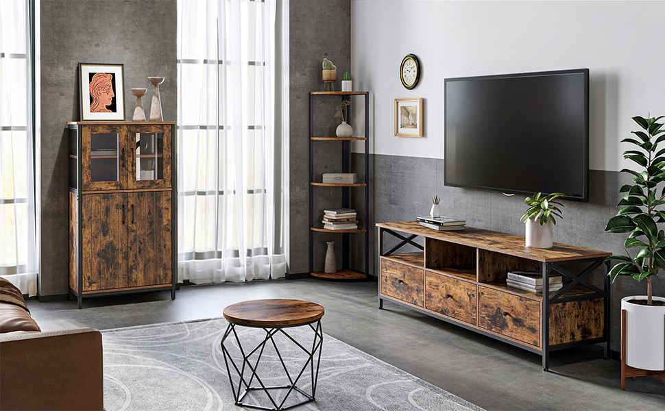 VASAGLE Dulap multifunctional pentru baie, stil industrial, 60x30x108cm, maro rustic si negru Household NewTrend