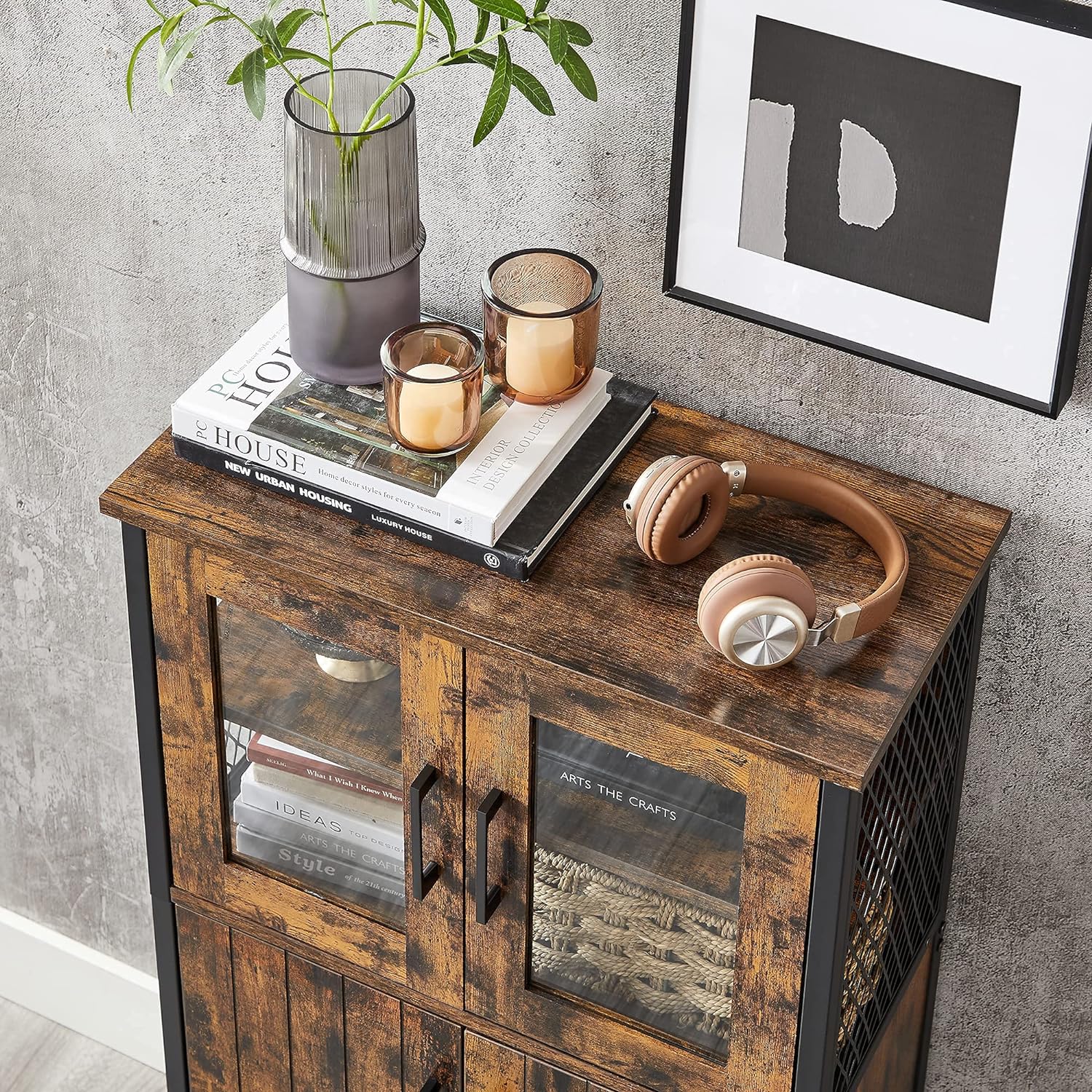 VASAGLE Dulap multifunctional pentru baie, stil industrial, 60x30x108cm, maro rustic si negru Household NewTrend