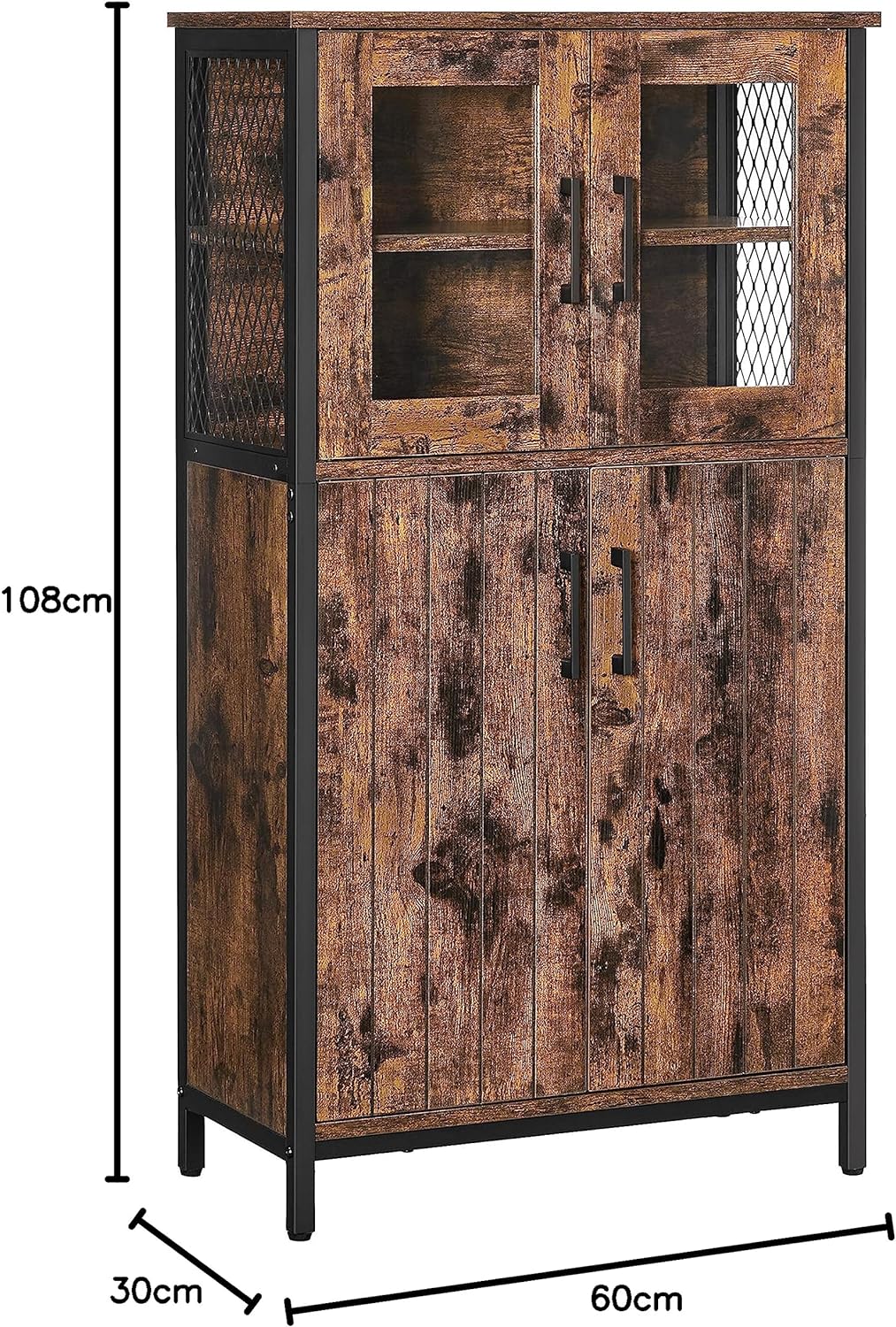 VASAGLE Dulap multifunctional pentru baie, stil industrial, 60x30x108cm, maro rustic si negru Household NewTrend