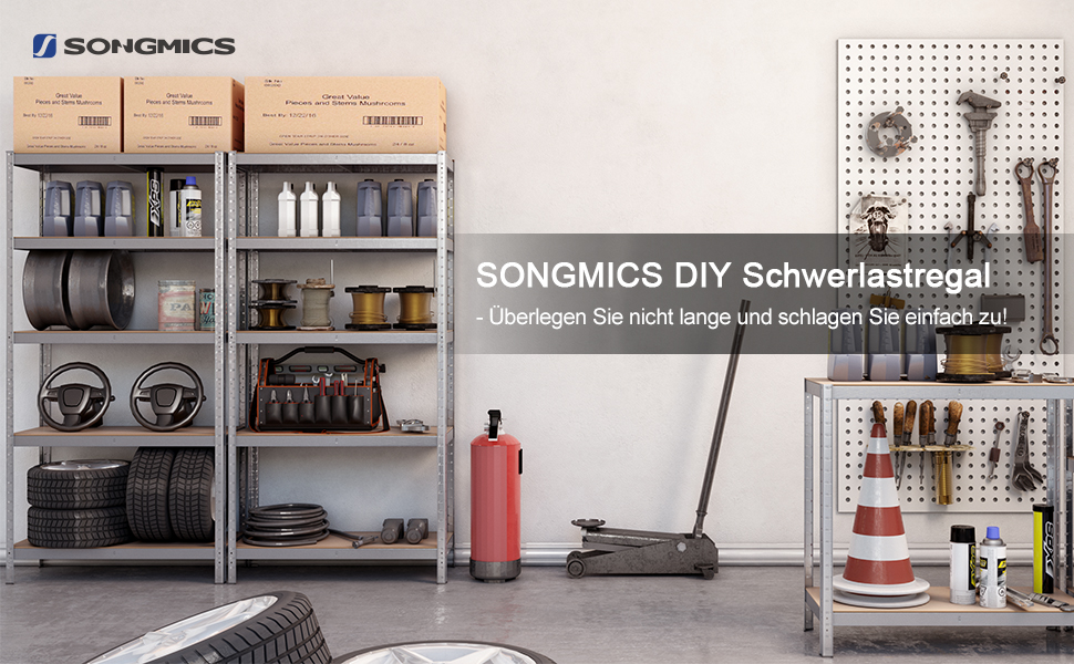 SONGMICS Raft de depozitare metalic, cu suprafata galvanizata, 5 polite, max. 875 kg, 180x90x40cm, argintiu Household NewTrend