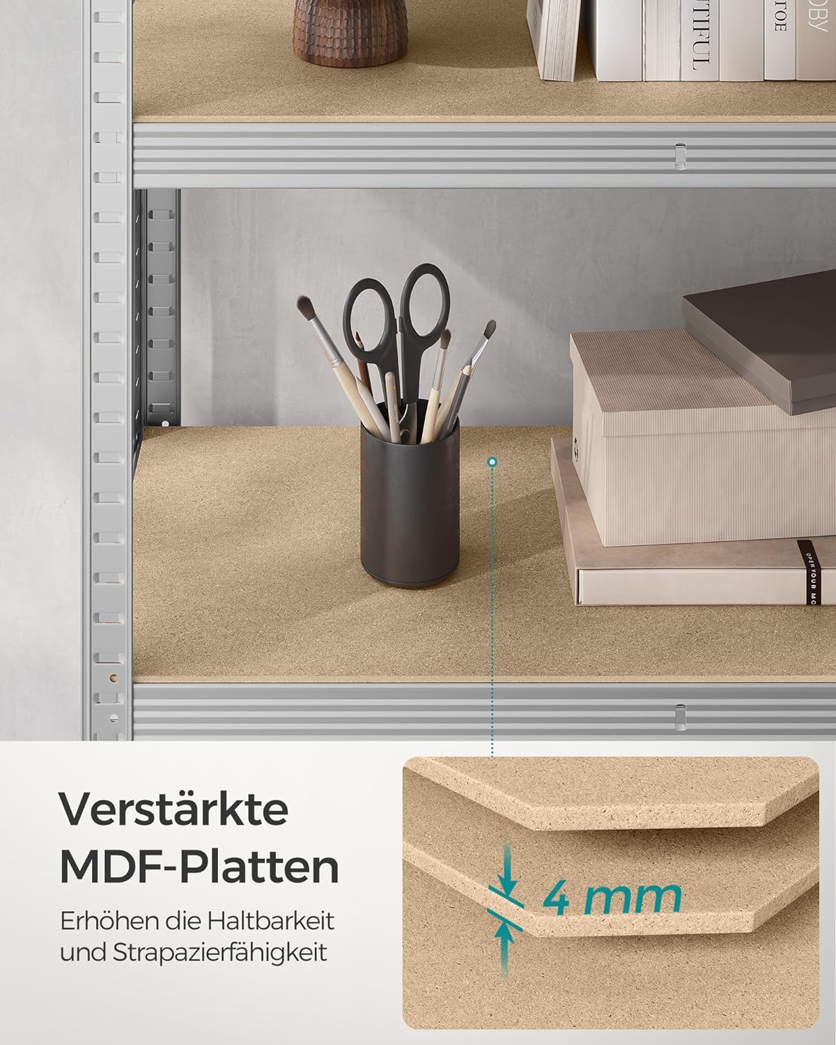 SONGMICS Raft de depozitare metalic, cu suprafata galvanizata, 5 polite, max. 875 kg, 180x90x40cm, argintiu Household NewTrend