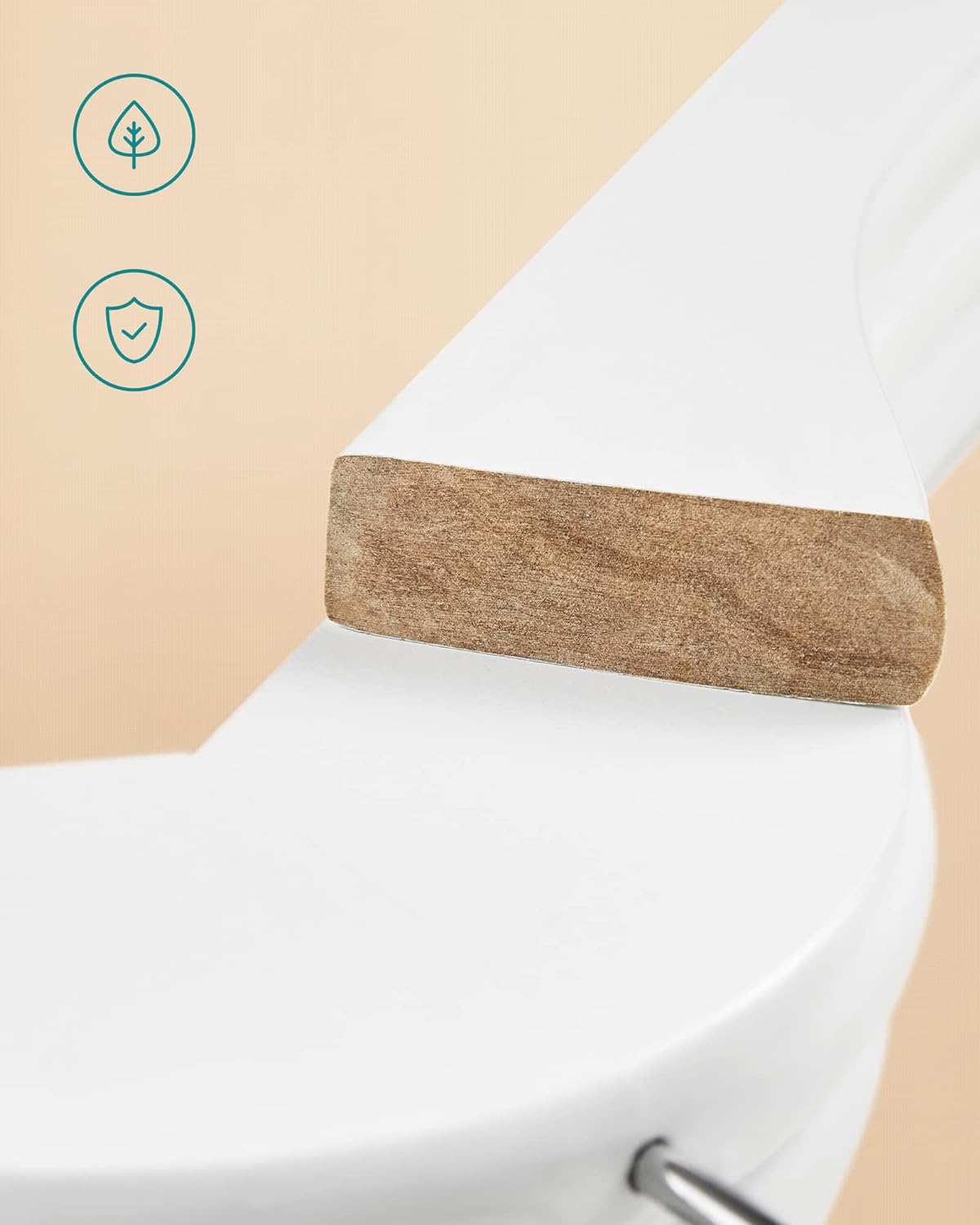 SONGMICS Set de 20 umerase din lemn, cu bara anti-alunecare pentru pantaloni, carlig pivotant la 360°, 45cm, alb Household NewTrend