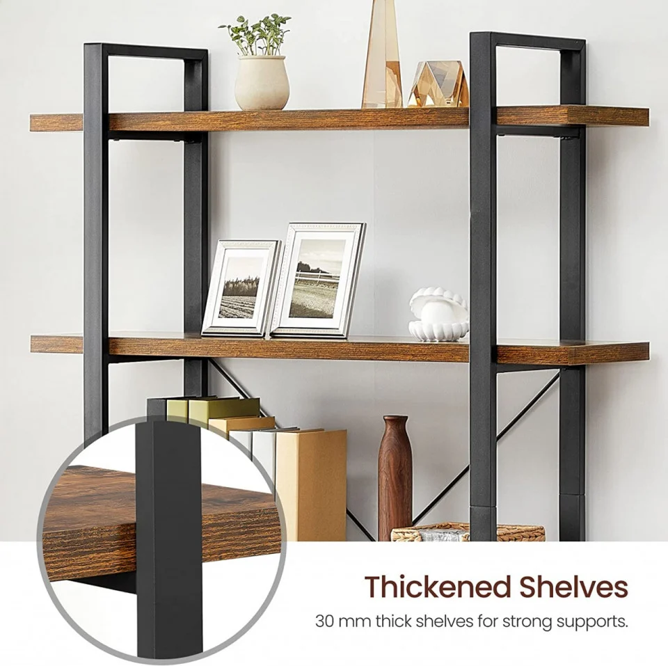 VASAGLE Biblioteca cu 5 rafturi, cadru din otel si rafturi din PAL, 105x34x178cm, maro rustic si negru Household NewTrend