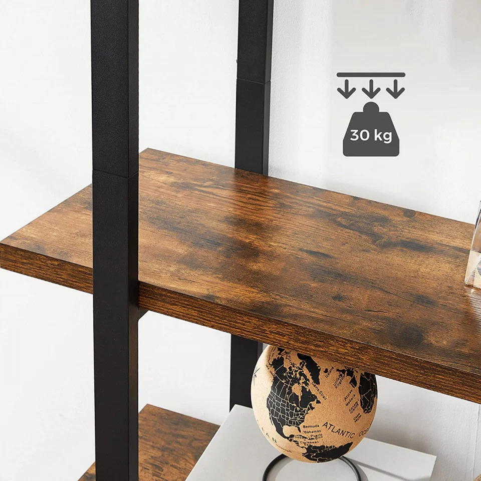 VASAGLE Biblioteca cu 5 rafturi, cadru din otel si rafturi din PAL, 105x34x178cm, maro rustic si negru Household NewTrend