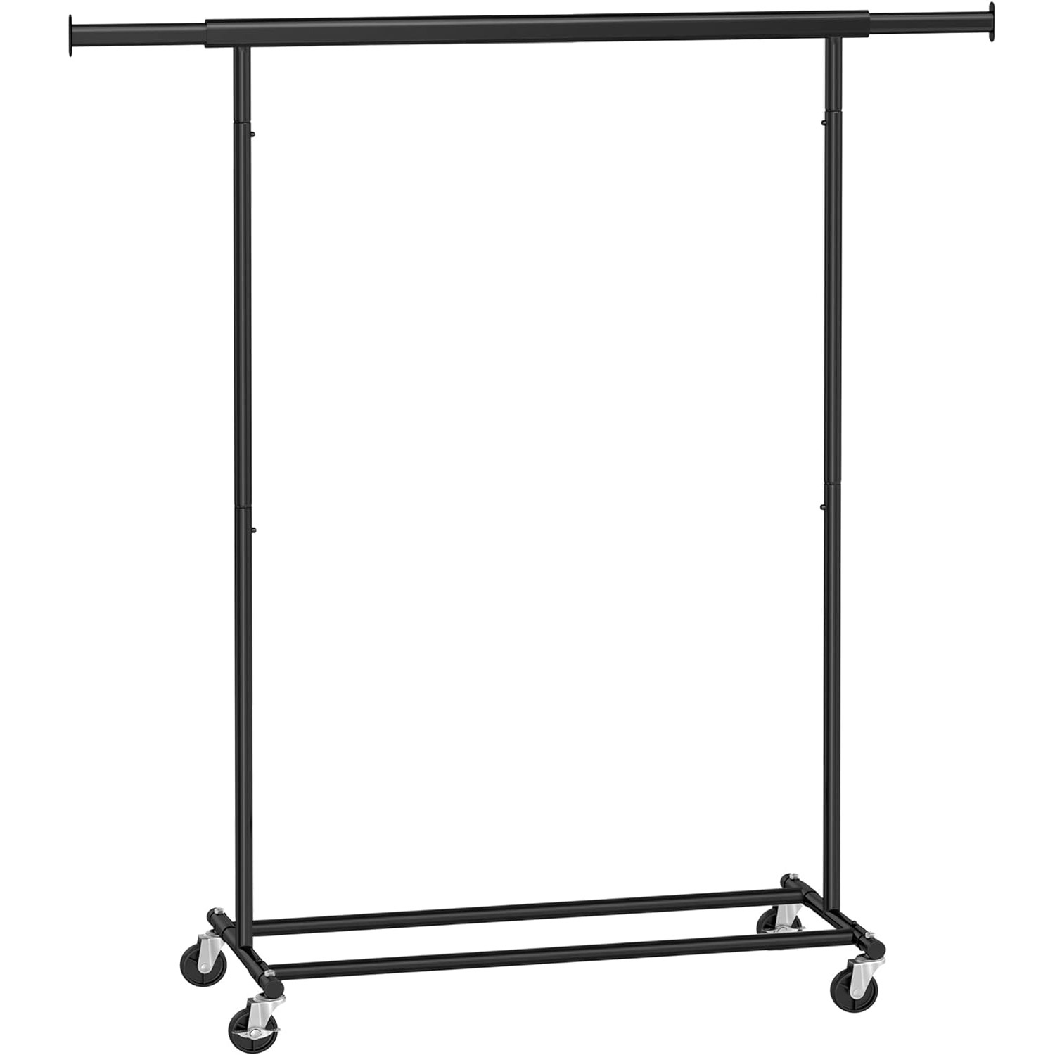 SONGMICS Suport pentru haine cu sina superioara extensibila, pe roti, reglabil pe latime, 45x(92-132)x160cm, negru Household NewTrend