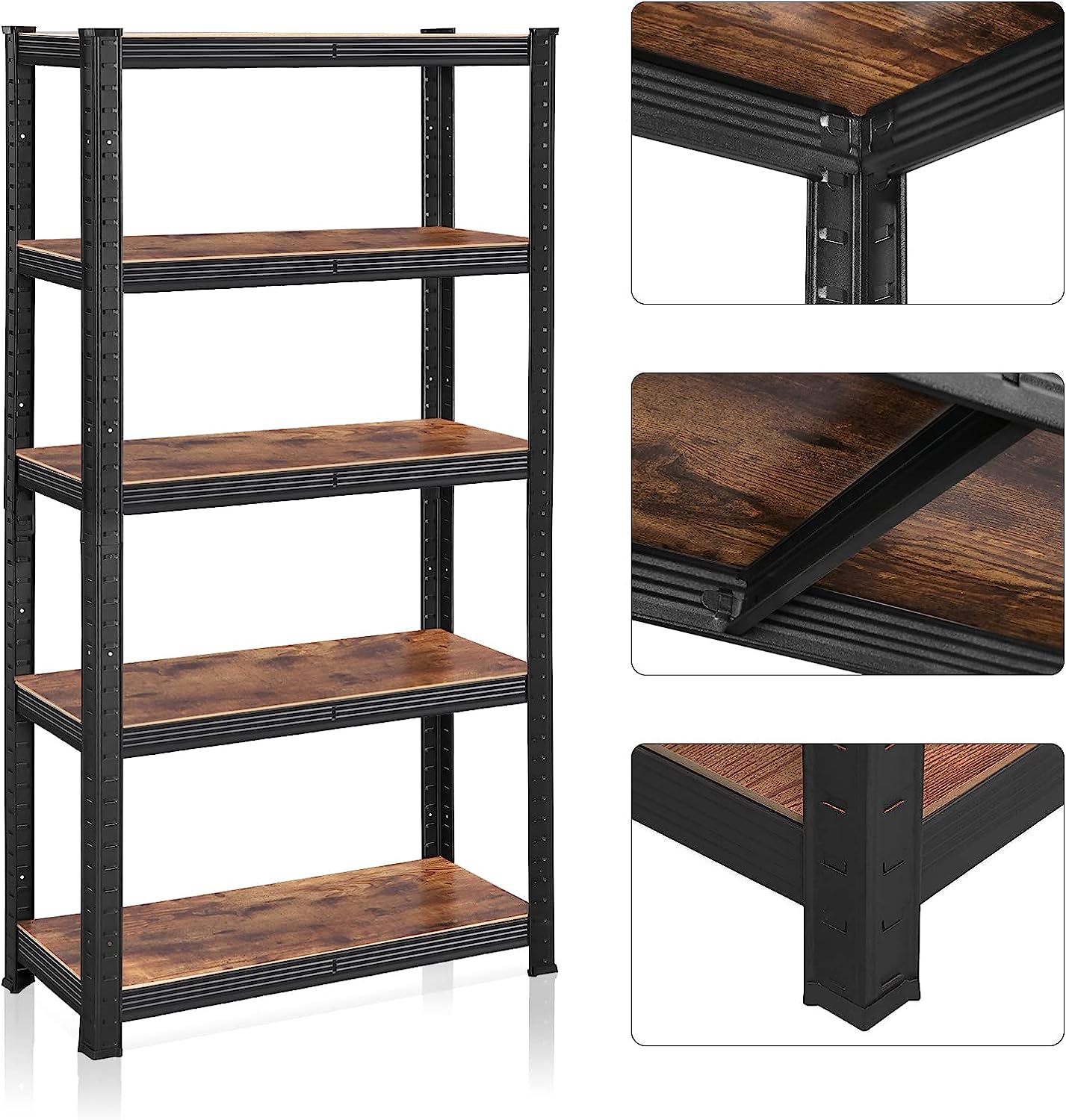 SONGMICS Raft cadru metalic modular pentru depozitare, 5 polite, 150x75x30cm, sarcina 650 kg, maro rustic Household NewTrend