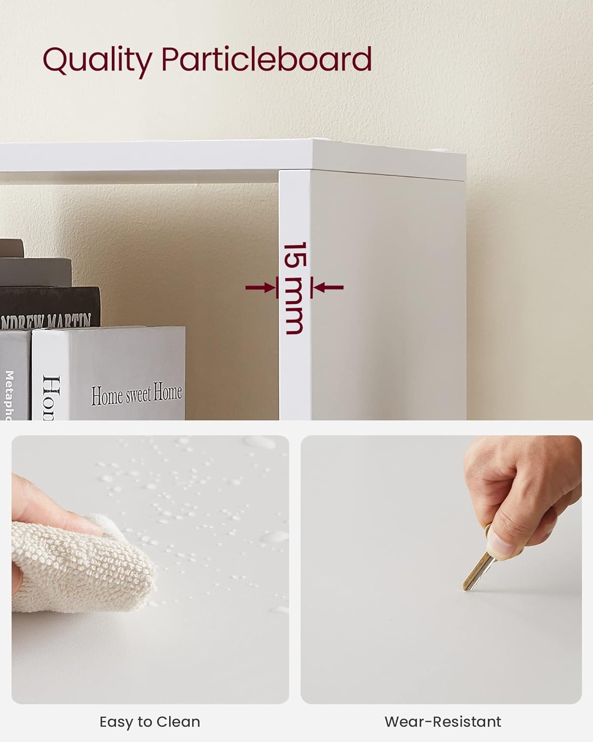 VASAGLE Biblioteca cu 10 compartimente, unitate de depozitare pentru decoratiuni, din lemn, 29x129x129cm, alb Household NewTrend