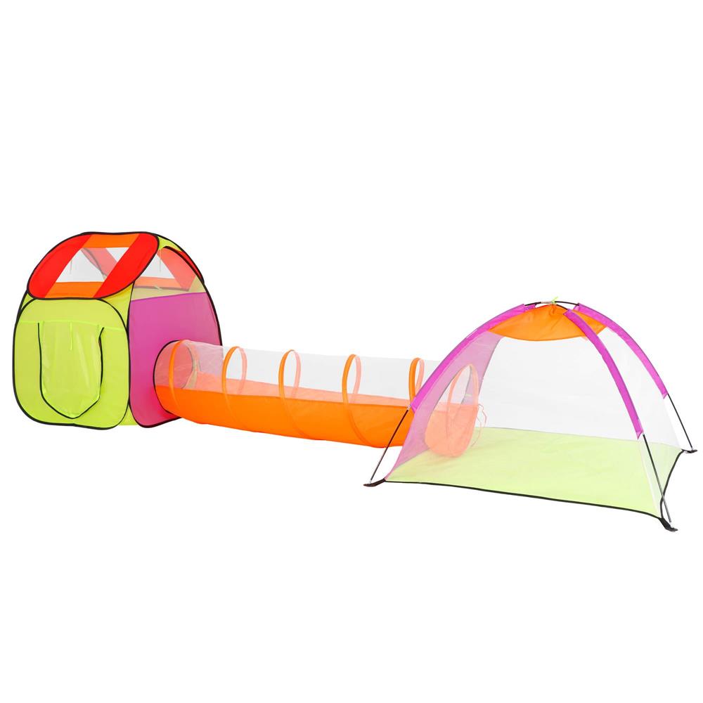 Loc de joaca 3 in 1 pentru copii, multifunctional, casuta, tunel si cort, 385x120x115cm, multicolor Household NewTrend