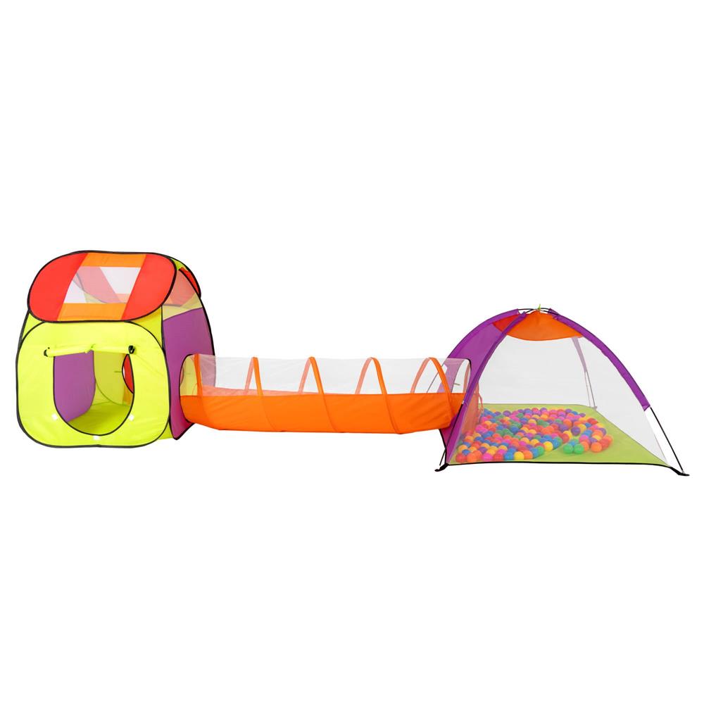 Loc de joaca 3 in 1 pentru copii, multifunctional, casuta, tunel si cort, 385x120x115cm, multicolor Household NewTrend