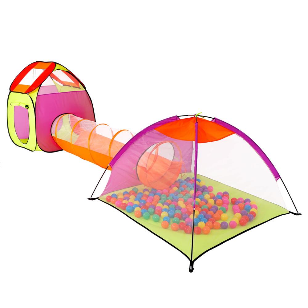 Loc de joaca 3 in 1 pentru copii, multifunctional, casuta, tunel si cort, 385x120x115cm, multicolor Household NewTrend