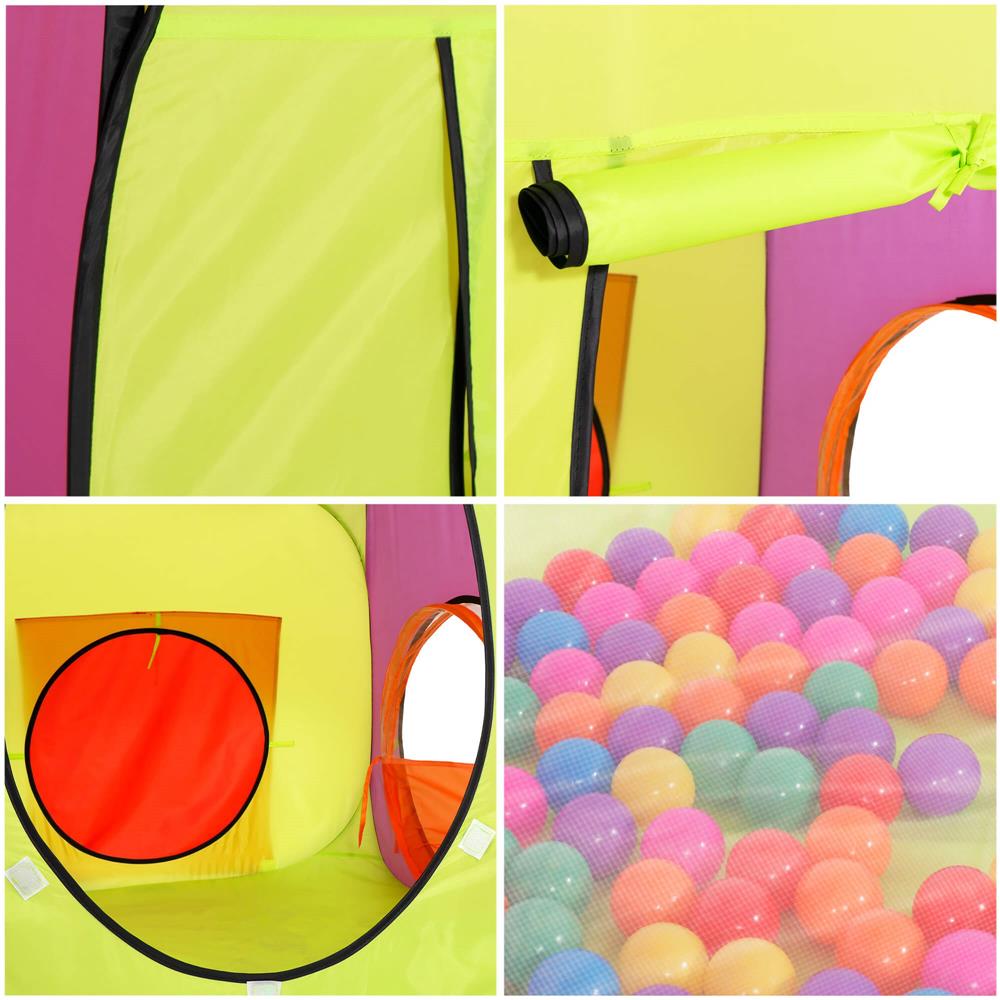 Loc de joaca 3 in 1 pentru copii, multifunctional, casuta, tunel si cort, 385x120x115cm, multicolor Household NewTrend