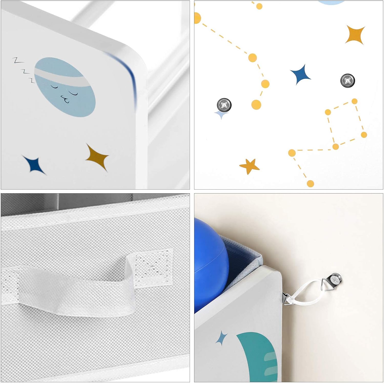 SONGMICS Raft de depozitare jucarii, 9 cutii detasabile din tesatura, 62x29x60cm, alb Household NewTrend