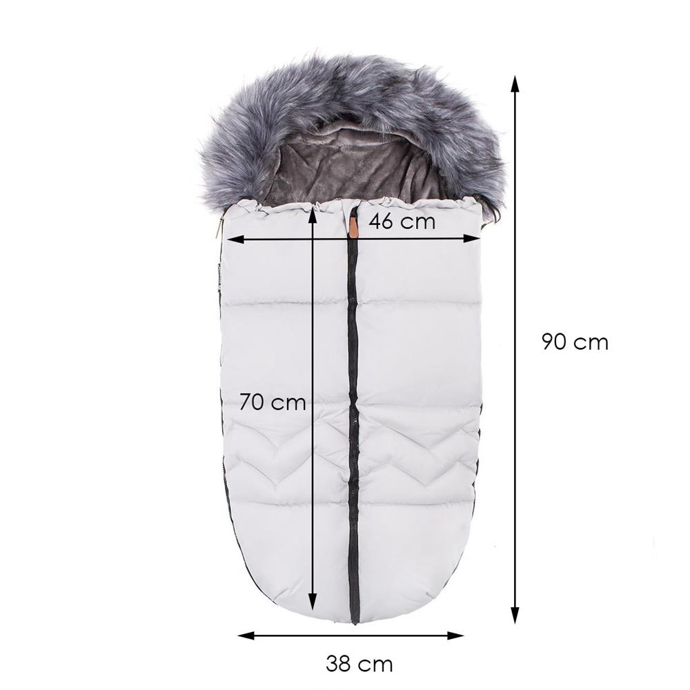 Sac iarna de bebelusi pentru carucior, marime universala, cu gluga, 90x45cm, gri Household NewTrend