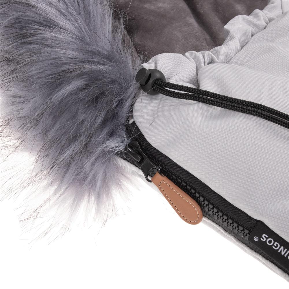 Sac iarna de bebelusi pentru carucior, marime universala, cu gluga, 90x45cm, gri Household NewTrend