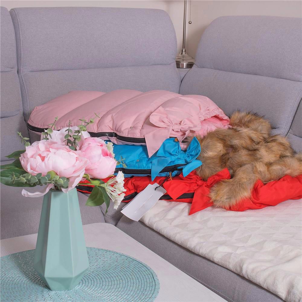 Sac iarna de bebelusi pentru carucior, marime universala, cu gluga, 90x45cm, roz Household NewTrend