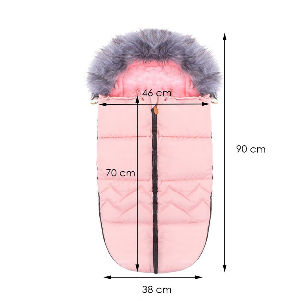 Sac iarna de bebelusi pentru carucior, marime universala, cu gluga, 90x45cm, roz pal Household NewTrend
