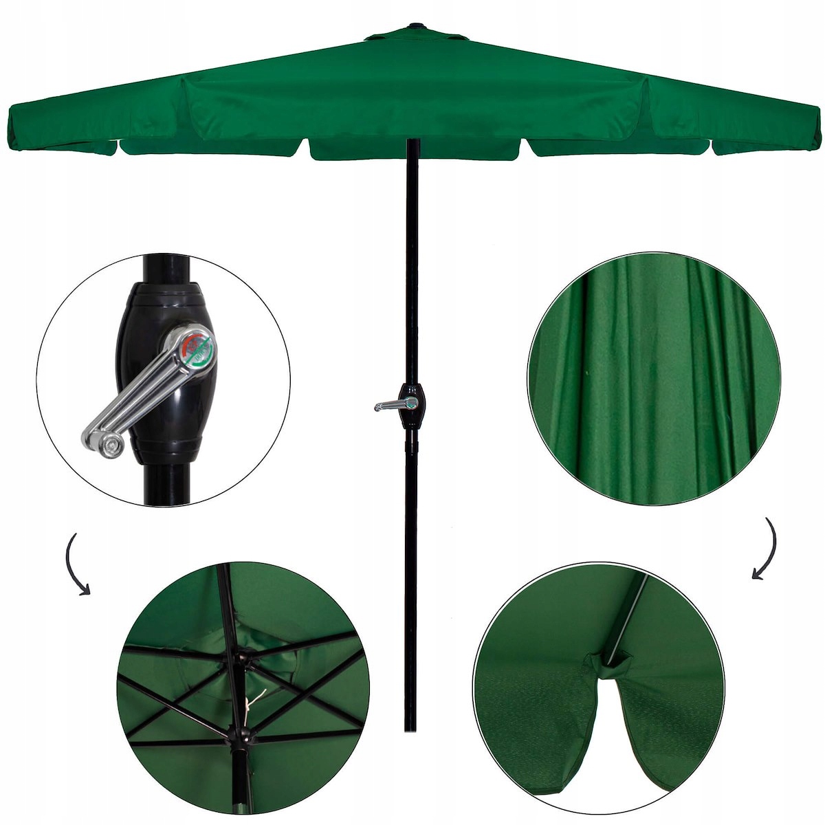 Umbrela terasa gradina, cu manivela, diametru 400cm, Verde Household NewTrend