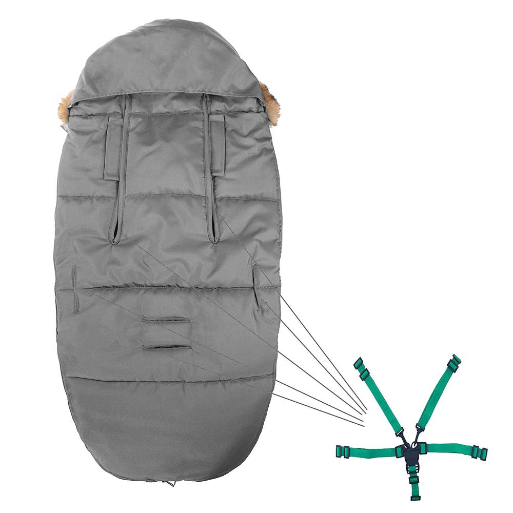 Sac iarna de bebelusi pentru carucior, marime universala, 90x45cm, gri inchis Household NewTrend