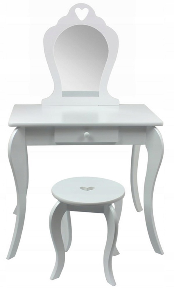 Set Masa de toaleta pentru copii Elza, alba, cu oglinda si taburet, 71x50x108 cm Household NewTrend