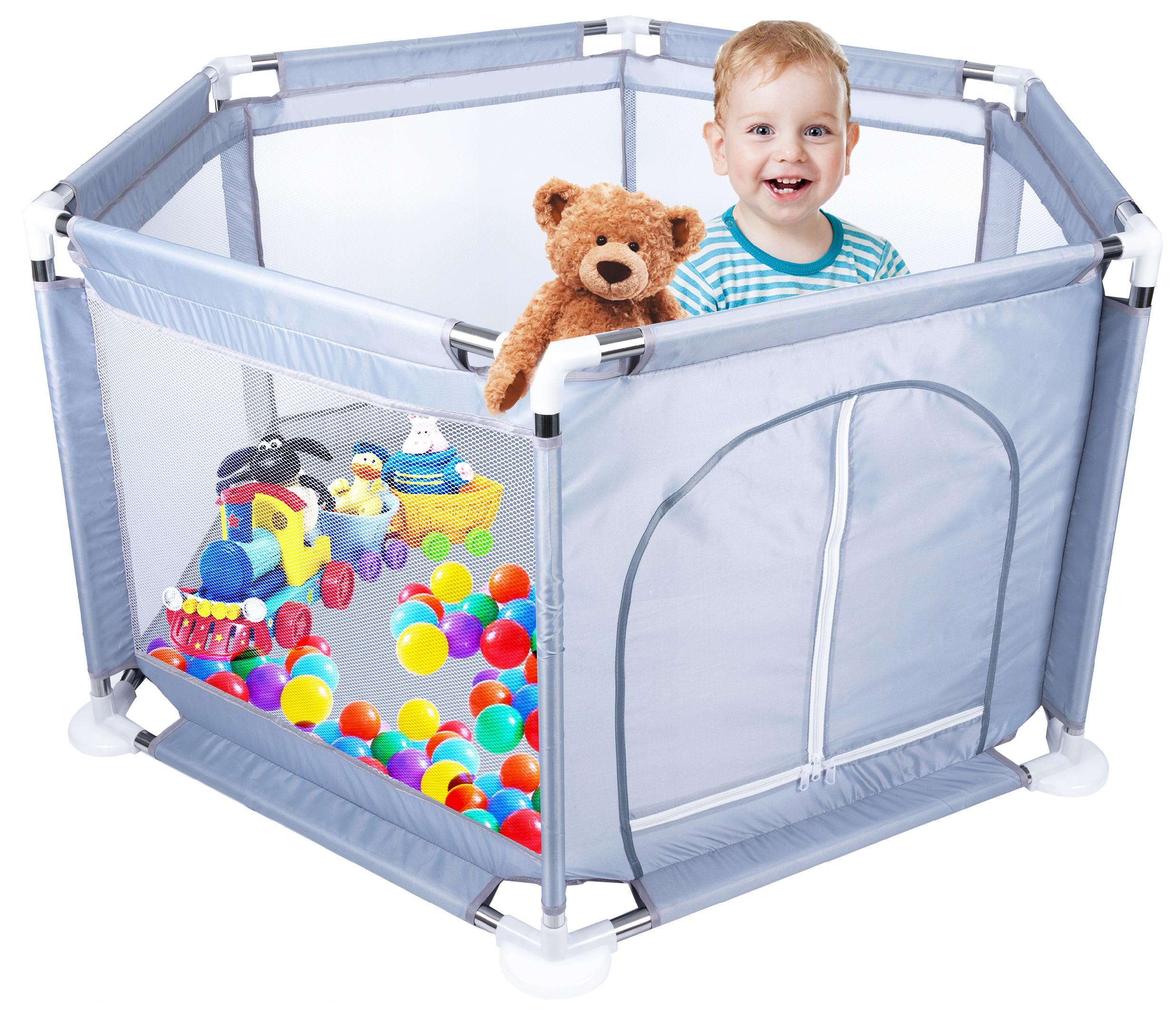 Tarc loc de joaca pentru copii sau bebe, material textil, gri, 130x60cm Household NewTrend