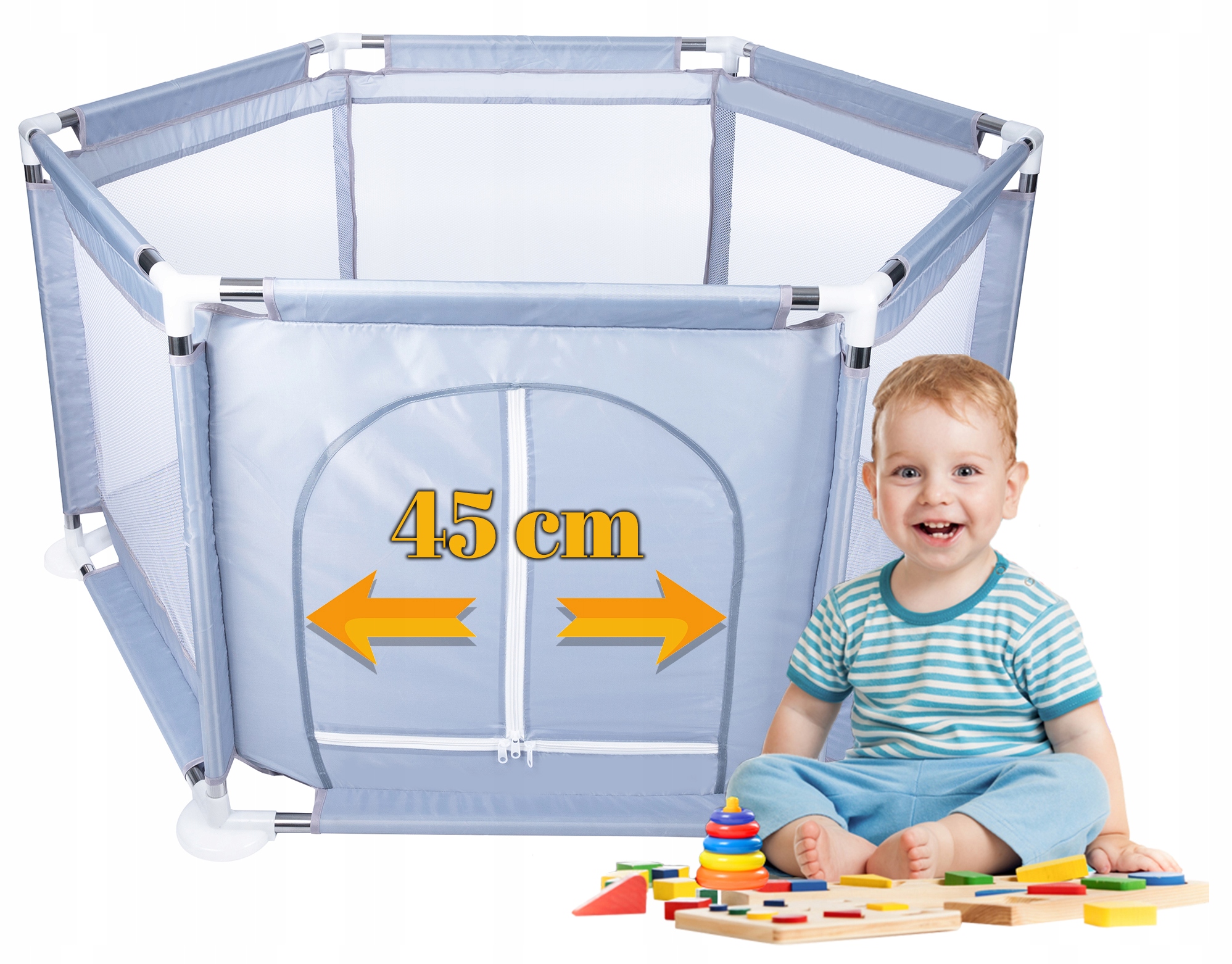 Tarc loc de joaca pentru copii sau bebe, material textil, gri, 130x60cm Household NewTrend