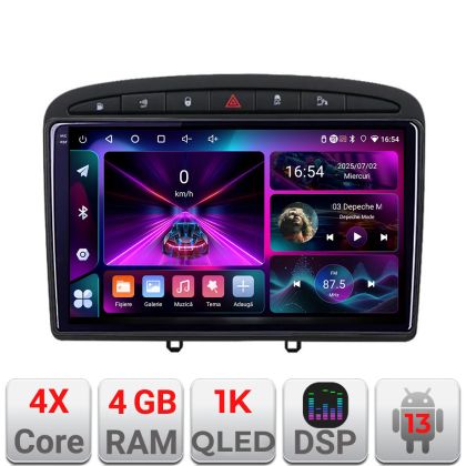 Navigatie Peugeot 308 Quad Core A-038  4+64 InCell Display 1K Android Waze USB Navigatie Internet Youtube Radio CarStore Technology