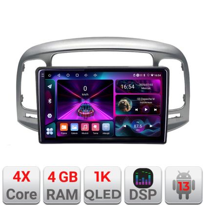 Navigatie Hyundai Accent 2006-2012 A-ACCENT  4+64 InCell Display 1K Android Waze USB Navigatie Internet Youtube Radio CarStore Technology