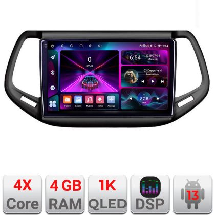 Navigatie Jeep Compass 2017 A-739  4+64 InCell Display 1K Android Waze USB Navigatie Internet Youtube Radio CarStore Technology