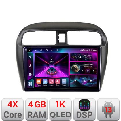 Navigatie Mitsubishi Space Star Mirage Attrage 2012-  4+64 InCell Display 1K Android Waze USB Navigatie Internet Youtube Radio CarStore Technology