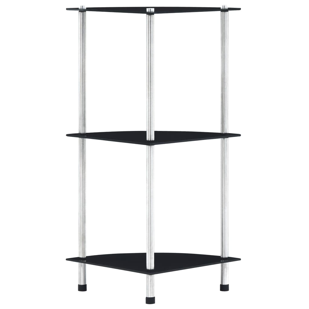 Raft cu 3 niveluri, negru, 30 x 30 x 67 cm, sticlă securizată GartenMobel Dekor