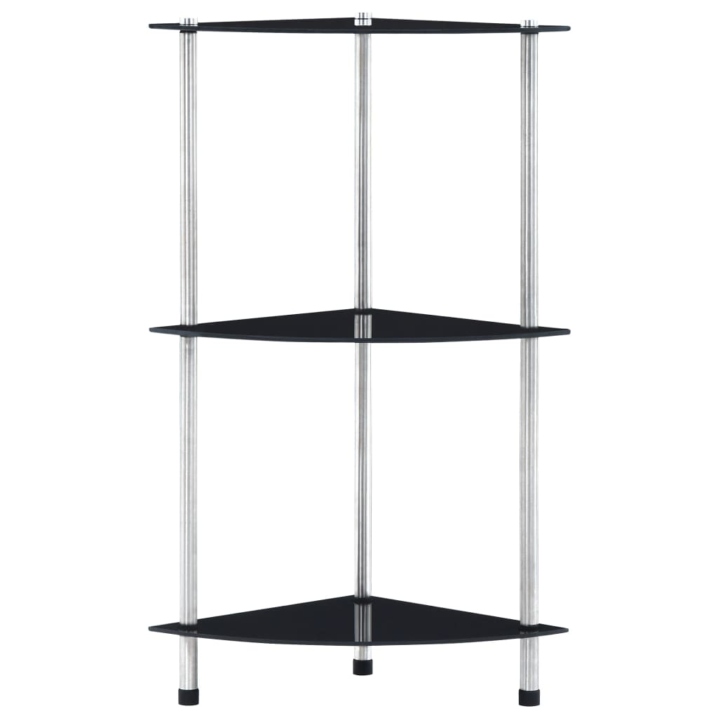 Raft cu 3 niveluri, negru, 30 x 30 x 67 cm, sticlă securizată GartenMobel Dekor