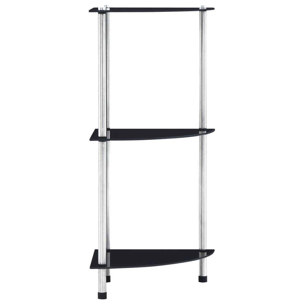 Raft cu 3 niveluri, negru, 30 x 30 x 67 cm, sticlă securizată GartenMobel Dekor