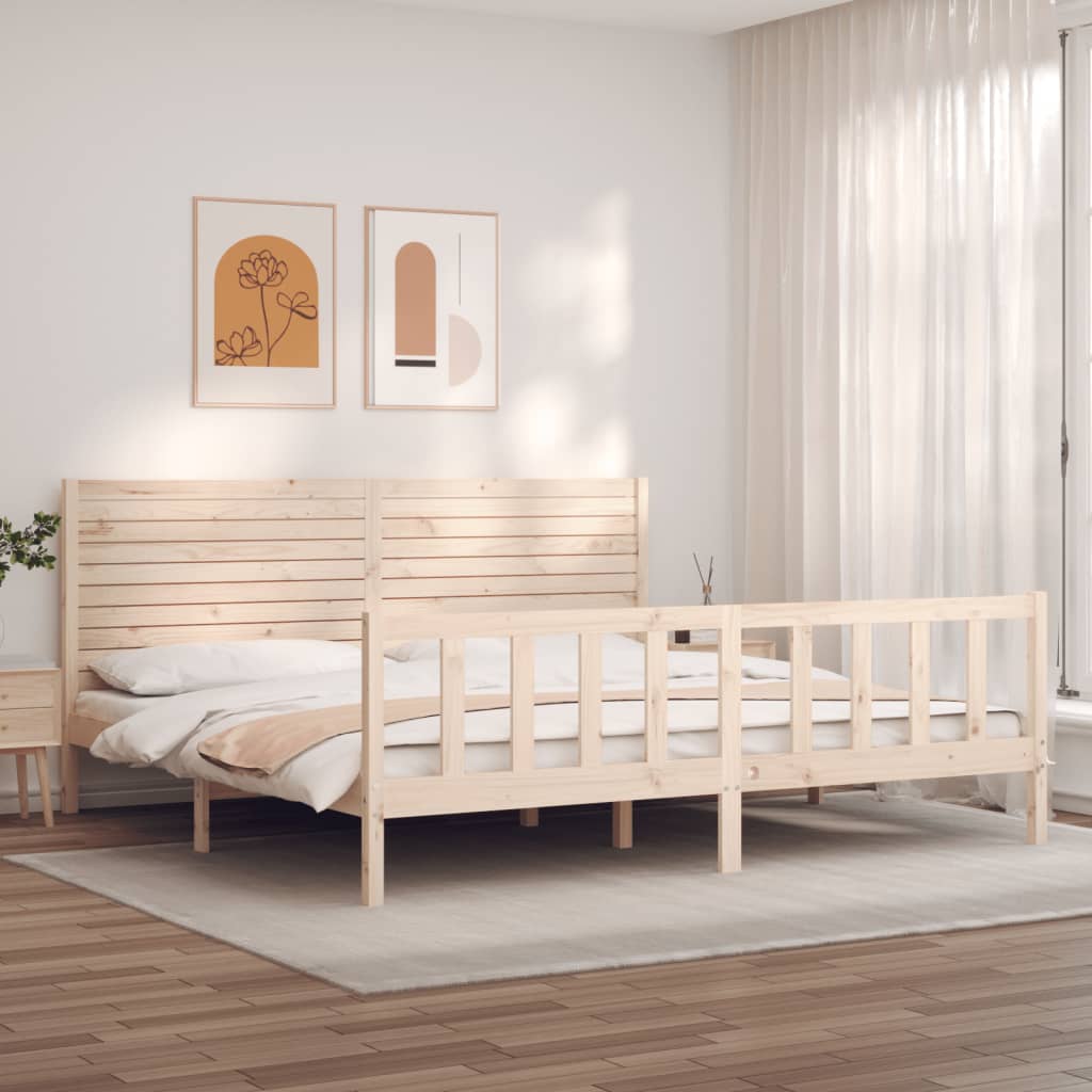 Cadru de pat cu tăblie Super King Size, lemn masiv GartenMobel Dekor