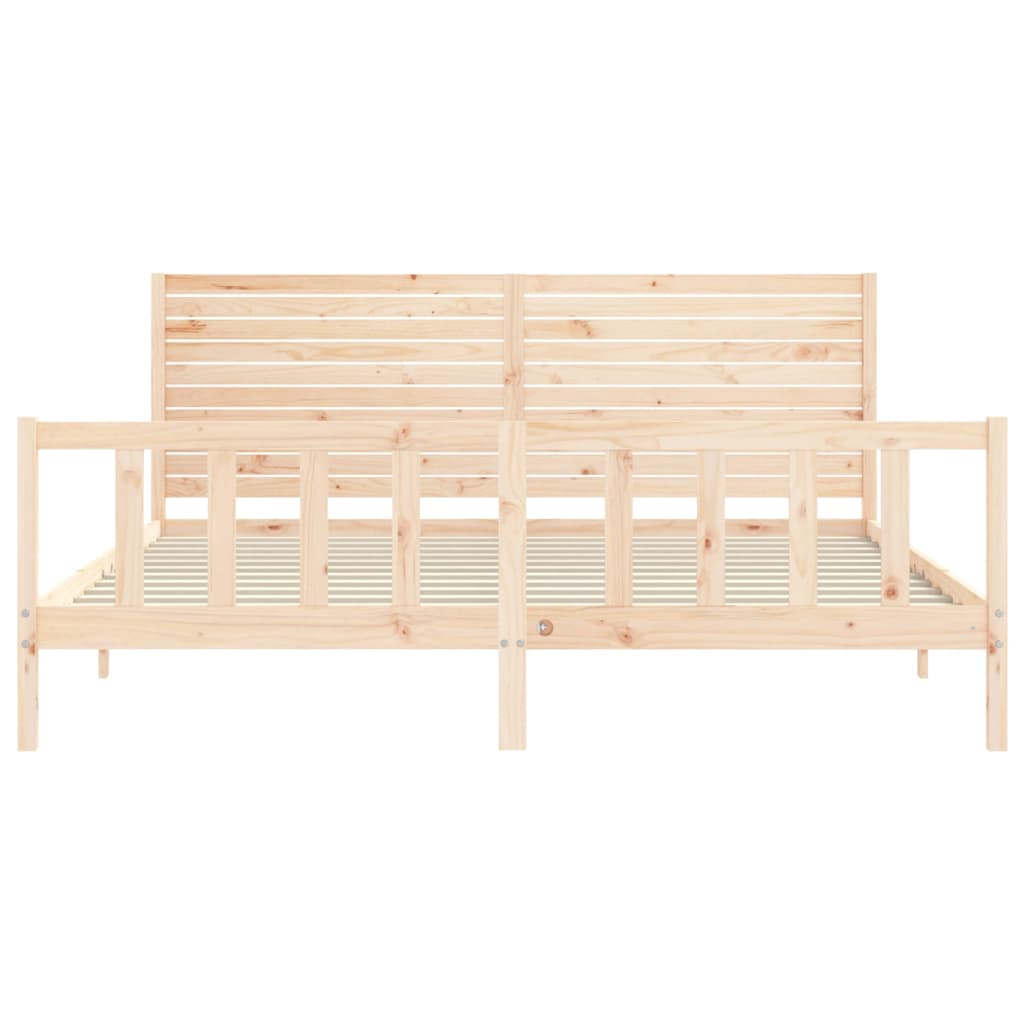 Cadru de pat cu tăblie Super King Size, lemn masiv GartenMobel Dekor