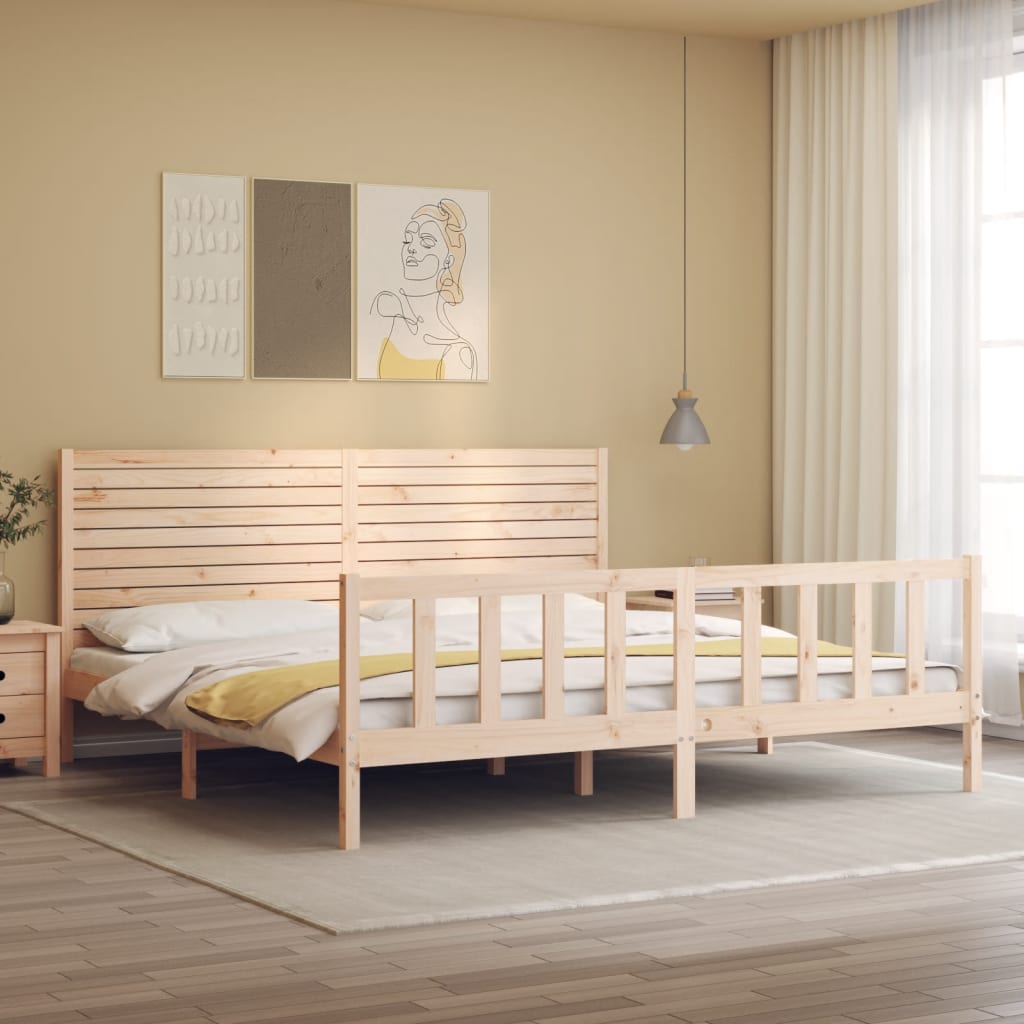 Cadru de pat cu tăblie Super King Size, lemn masiv GartenMobel Dekor