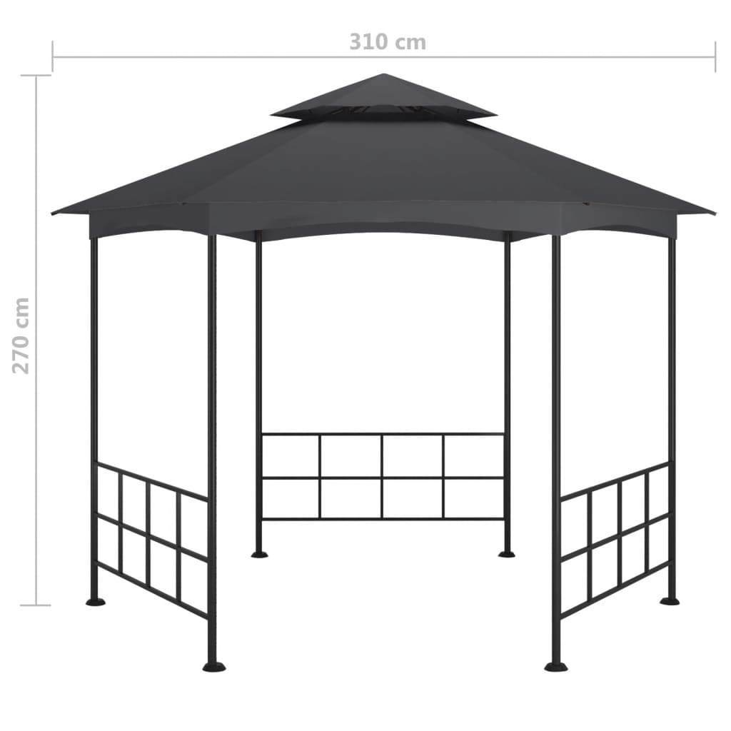 Pavilion cu pereți laterali, antracit, 3,1x2,7 m GartenMobel Dekor