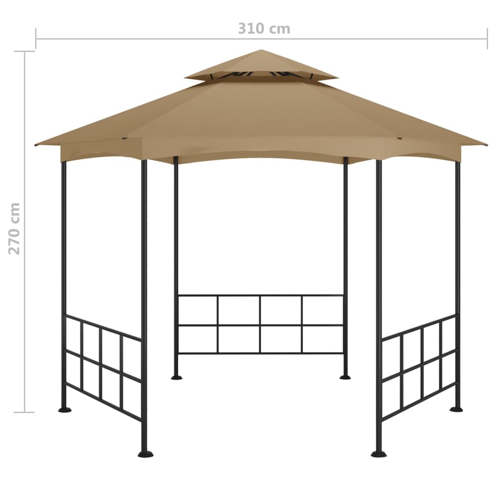 Pavilion cu pereți laterali, gri taupe, 3,1x2,7 m GartenMobel Dekor