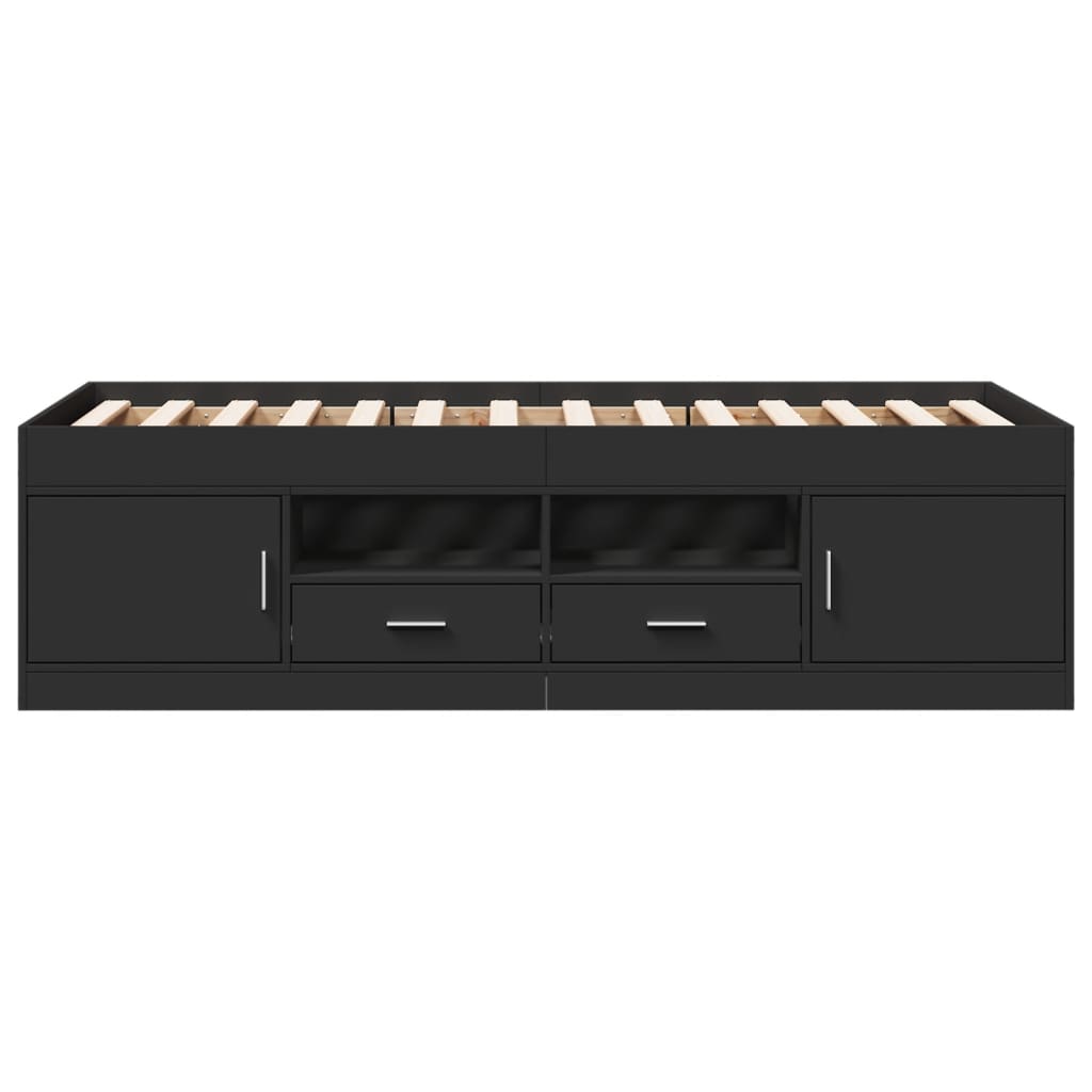 Pat de zi cu sertare fără saltea, negru, 90x200 cm GartenMobel Dekor