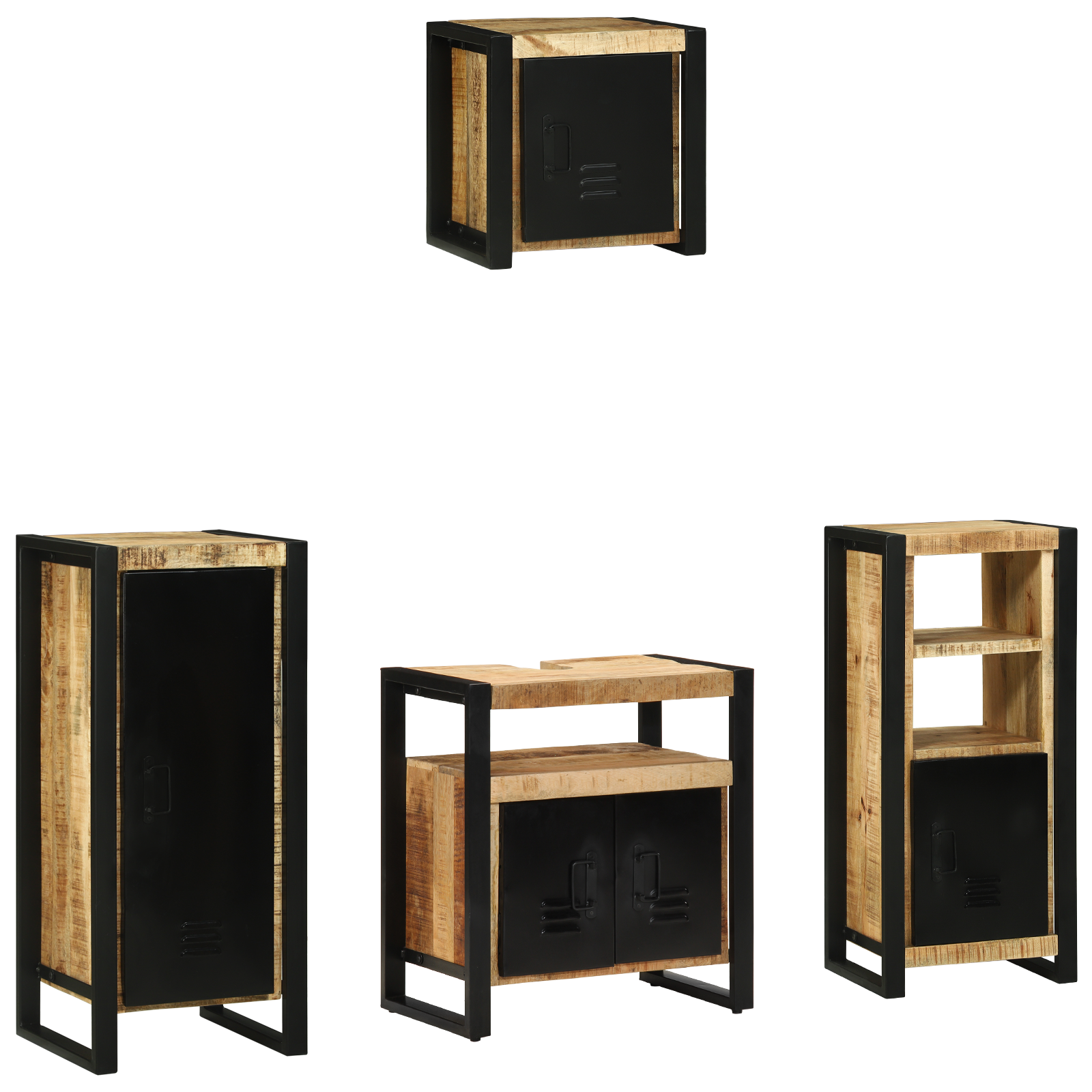 Set de mobilier pentru baie 4 pcs Maro Lemn de mango solid GartenMobel Dekor