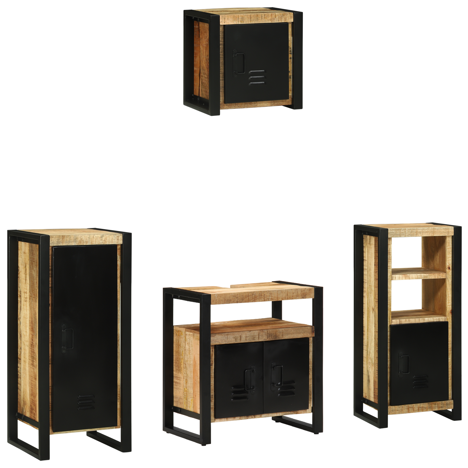 Set de mobilier pentru baie 4 pcs Maro Lemn de mango solid GartenMobel Dekor