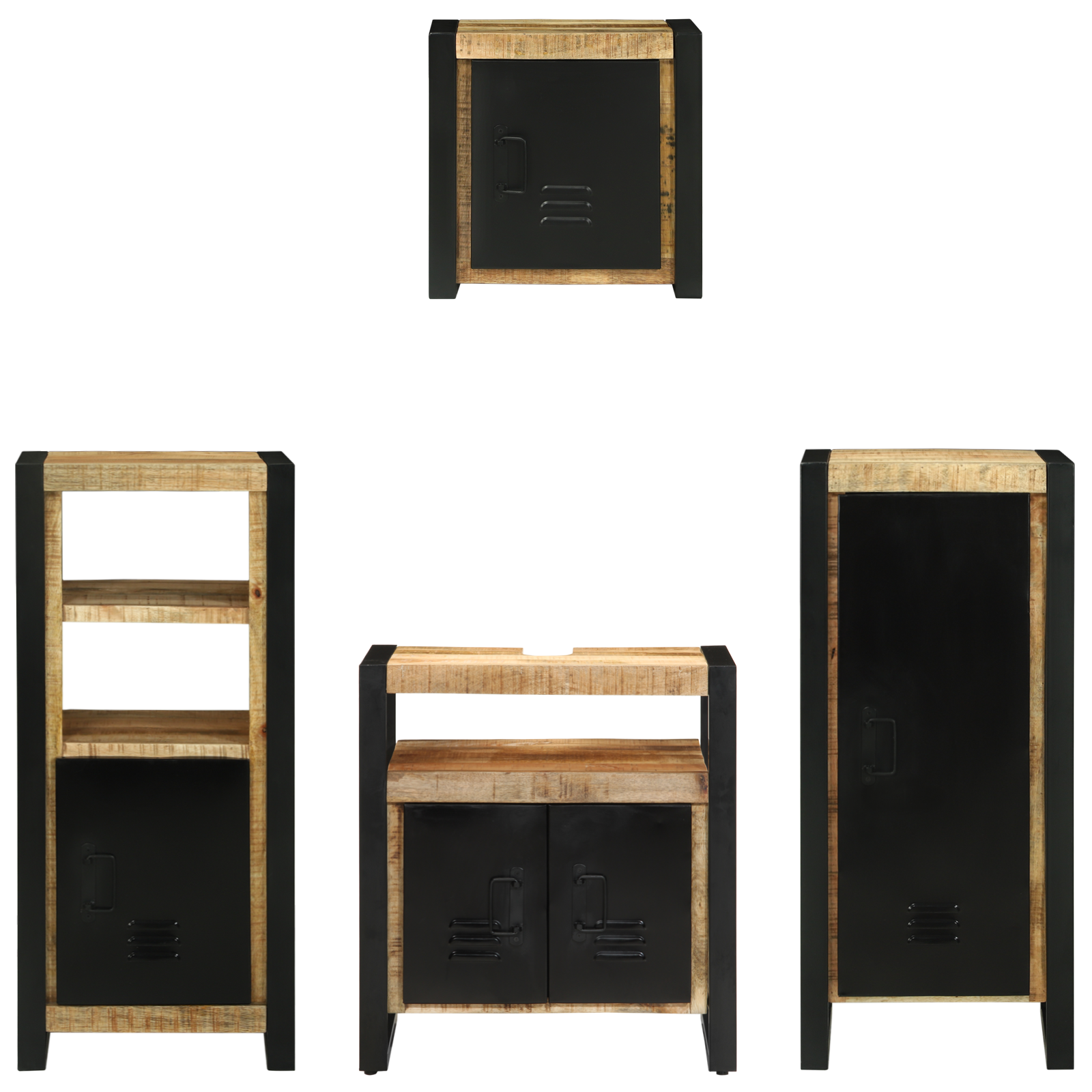Set de mobilier pentru baie 4 pcs Maro Lemn de mango solid GartenMobel Dekor